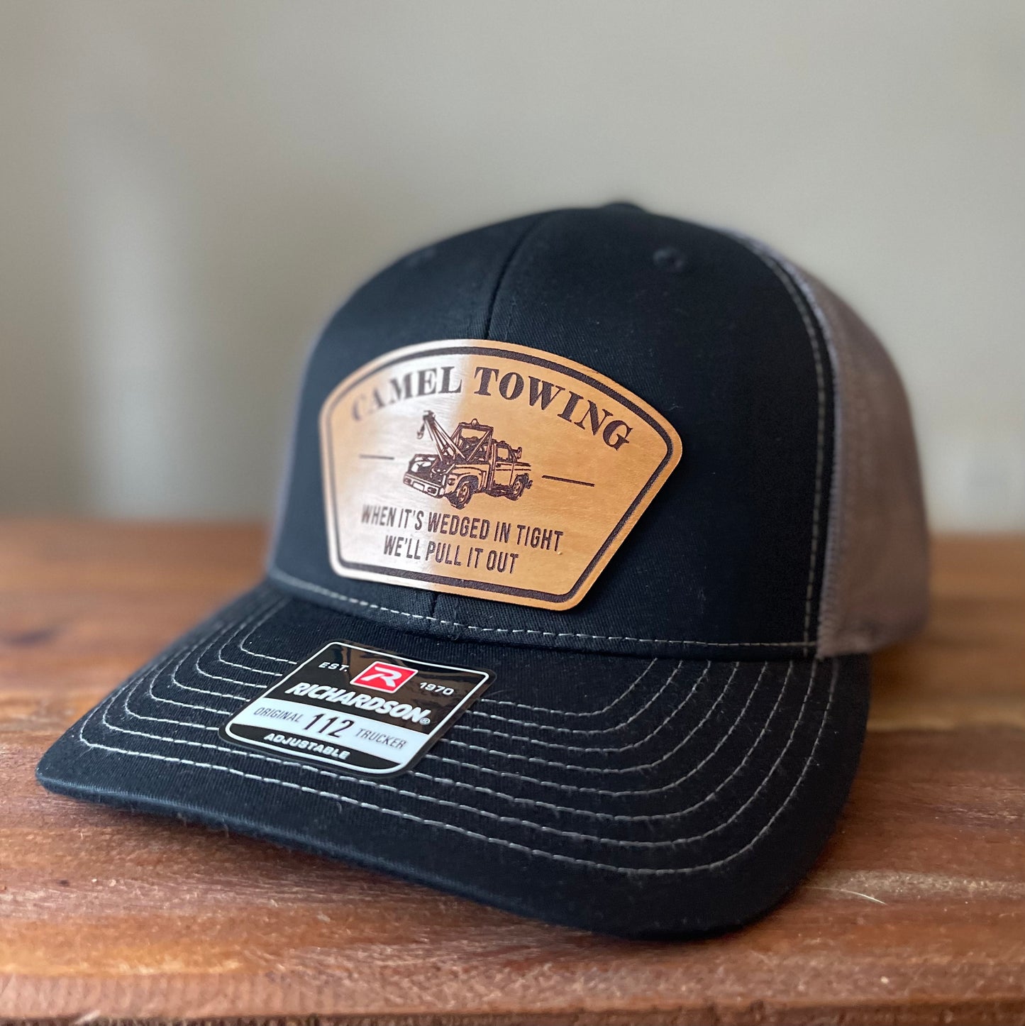 Camel Towing Leather Patch Hat